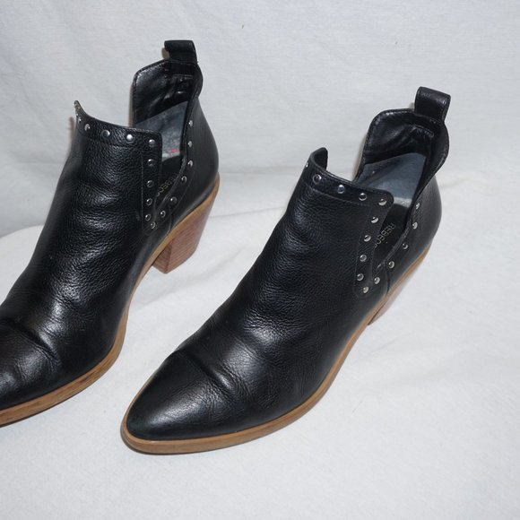 REBECCA MINKOFF Lana Black Studded Bootie split shaft Shootie sz. 8 Cuban heel - Picture 4 of 16